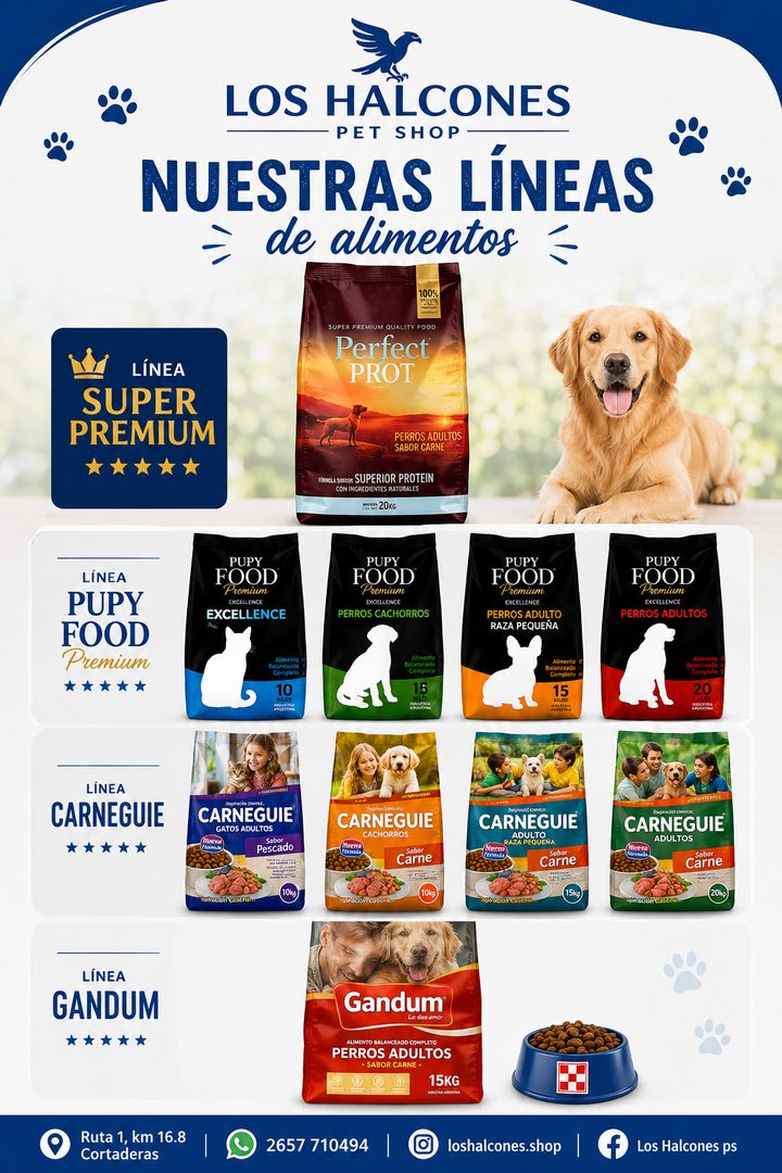 Líneas Super Premium, Pupy Food, Carneguie y Gandum